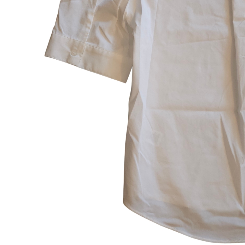 Tahari White Button Up Short Sleeve Shirt Medium - Picture 4 of 6